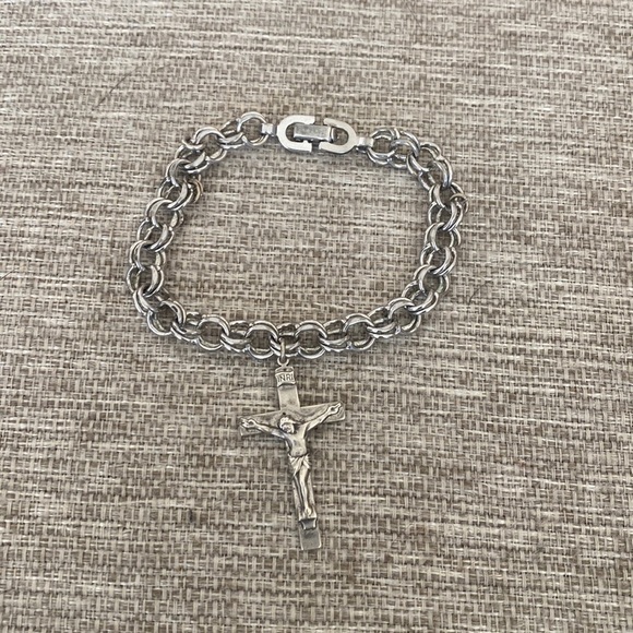 Sterling silver charm bracelet with a 925 vintage crosse - Picture 6 of 10